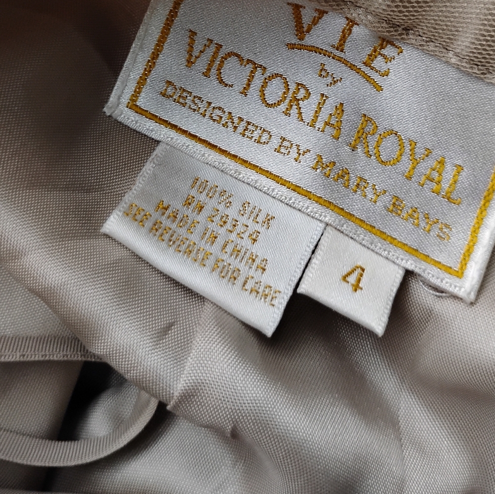 Vie By Victoria Royal By Mary Bay Silk Beaded Tulle Pants Gold Beaded Size 4 - Picture 11 of 15